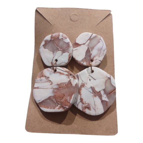 Juniper Isle Jewelry - Handcrafted Polymer Clay Earrings Marbled Two-Teir Dangle earrings